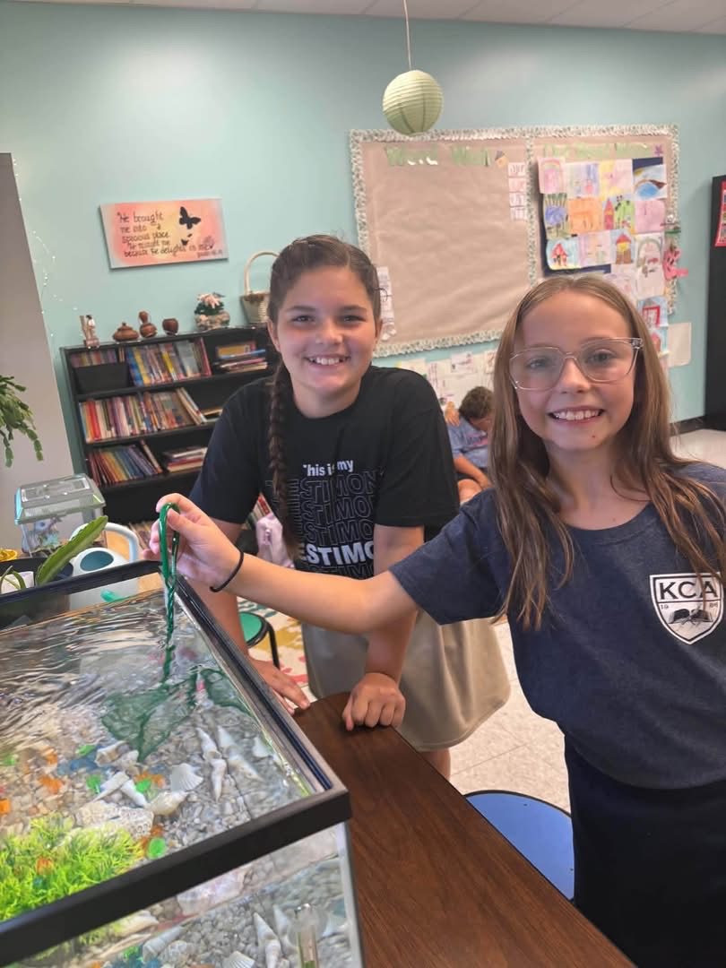 KCA students at the classroom aquarium